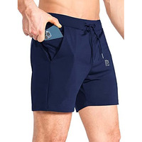 Maniac Mens Mobile Pocket Solid Navy Polyester Slim-Fit Shorts Running Shorts (Large Size)