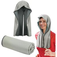Proberos Cooling Hoodie Towels For Men & Women, Sweat Towel Wraps, Ultra-Soft Ice Silk, Absorbent & Quick-Dry Sweat Wrap With Sun Protection, Half-Hoodie Design For Outdoor Sports, Gym & Travel