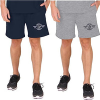 London Hills Printed Men Regular Fit Dark Blue, Grey Half Shorts