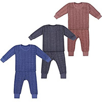 Pursue Fashion Unisex Kids Winter Wear Fleece Thermal Innerwear Top & Full Pant Woolen Warmer Combo Set For Girls Boys, Kids Unisex Body Warmer Thermal Winter Wear (Pack Of 3) (3-4 Years)