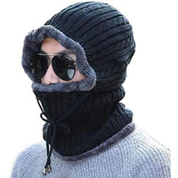 Huntsmans Era Men's And Women's Winter Knitted Beanie Winter Woollen Cap (Black, Free Size)