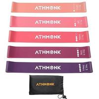 Athmonk Mini Loop Resistance Band For Workout For Men Women - Leg Exercise Fitness Band Hip Glute - Thera Band For Physiotherapy Yoga Pilates Stretching - Gym Rubber Elastic Band - Set Of 5, Peachy