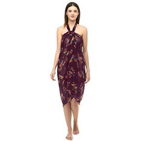 Mirchi Fashion Women's Beachwear Wrap Sarong Bird Printed Pareo Swimsuit Body Cover Up Dress Girls(S625-Wine, Pink, Yellow)