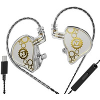 Nd Venus In-Ear Monitor Earphones With Mic, Dynamic Drive Hifi N52 Rubidium Magnet Diaphragm Wired Iem, 0.75Mm 2Pin Connector, Detachable Ofc Cable, Usb C Jack (Type-C With Mic (Crystal))