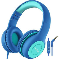 Earfun Kids Headphones With Mic For Boys And Girls, Over Ear Hd Stereo Headphone For Children, 85/94Db Volume Limiter, Sharing Port, Foldable On Ear Headsets With Mic For School/Pad/Pc/Travel, Blue