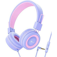 Iclever Kids Over-Ear Headphones For Girls With Mic, 85/94Db Volume Control, Wired Headphones For Kids, Adjustable Headband, Foldable Children Headphones For Ipad/Tablet/Airplane/School, Purple