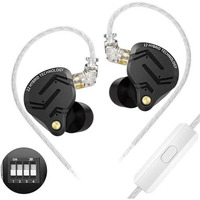Kz Zs12 Pro X Wired Iem Earphone With Mic, Hybrid 10Mm 1Dd + 5 Balanced Armature Hifi In-Ear Monitor, Tuning Switch, 0.75Mm Detachable Cable, 3.5Mm Plug For Audiophiles & Musician (Tuning)