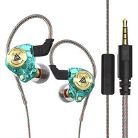 Qkz Ak3 Wired Iem With Mic, 10Mm Dynamic Driver For Hi-Res Audio, Titanium-Plated Ball-Top Pet Diaphragm, 3.5Mm Ofc Cable With Hd Mic For Gamers Wired Iem For Audiophile & Musicians (Cyan)