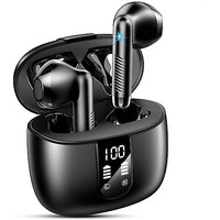 Wasart Wireless Earbuds, Bluetooth 5.3 Headphones In Ear With Hi-Fi Stereo, 40H Ear Buds With 4 Enc Noise Cancelling Mics, Ip7 Waterproof Wireless Earphones Led Display Usb-C For Android/Ios, Black