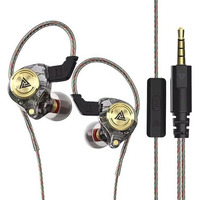 Qkz Ak3 Wired Iem With Mic, 10Mm Dynamic Driver For Hi-Res Audio, Titanium-Plated Ball-Top Pet Diaphragm, 3.5Mm Ofc Cable With Hd Mic For Gamers Wired Iem For Audiophile & Musicians (Black)