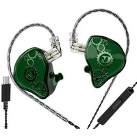 Nd Venus In-Ear Monitor Earphone With Mic, Dynamic Drive Hifi N52 Rubidium Magnet Diaphragm Wired Iem, 0.75Mm 2Pin Connector, Detachable Ofc Cable, Type C Jack (Type-C With Mic (Green))
