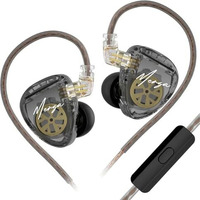 Kz Merga Iem Earphone With 3.5Mm & Mic, Hifi Dual Dynamic Driver Wired In-Ear Monitor With Ofc Detachable Cable, Transparent Resin Cover, Noise Isolation, Comfortable Fit