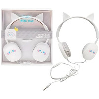 Elecart Kids Headphones With Mic - Wired, Adjustable Headband, On Ear, Stereo - Stylish For Girls/Boys, Birthday Gift (White Cat)