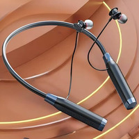 Ifast Bluetooth Wireless Neckband Earphone With Mic | Hd Call Stereo Bass | Up To 60 Hours Music Playtime |Magnetic Earbuds, Game And Music Dual Mode With Tf Card Slot [ Black ]