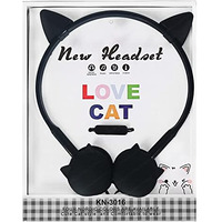 Funblast Earphone For Kids - Cute Cat Wired Earphone, Headphones For Kids Girls Gifts Headphone For Smartphone, Gaming Headphone, Stereo Earphone, Stylish Headphones For Girls/Boys (Black) - Over Ear