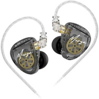 Kz Merga Iem Earphone With 3.5Mm, Hifi Dual Dynamic Driver Wired In-Ear Monitor With Silver Plated Detachable Cable, Transparent Resin Cover, Noise Isolation, Comfortable Fit