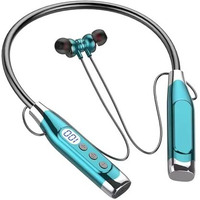 Ifast Digital Display Bluetooth 5.3 Wireless Neckband Earphone With Mic | Up To 35 Hours Music Playtime |Noise Deduction, Low Latency, Read Stereo Sound & Tf Card Slot [ Green ]