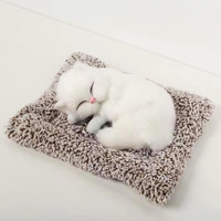 Super Toy Cute Sleeping Cat Plush Toy With Meow Sound, Gift For Kids Car Dashboard Accessories (White)