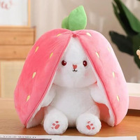 Audbot Strawberry Bunny Soft Toy - 30Cm With Smooth Chain Zipper | Plushie Cute Rabbit Stuffed Toys For Baby Boys & Girls | Best Gift For Loved Once