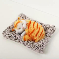 Super Toy Cute Sleeping Cat Plush Toy With Meow Sound, Gift For Kids Car Dashboard Accessories (Stripped Orange)
