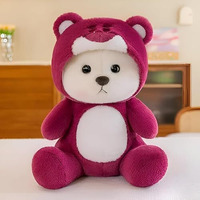 Storescent Soft Toys For Kids - Stuffed Animal Plush Soft Toy For Boys & Girls | Plushie Toy Half Hooded Strawberry Bear 40Cm