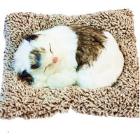 Super Toy Cute Sleeping Cat Plush Toy With Meow Sound, Gift For Kids Car Dashboard Accessories (Stripped Brown)