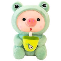 Thrive Toys Soft Toys For Kids Girls - Milk Tea Piggy 26Cm Plushies Cute Teddy Bear | Animal Stuff Toys | Birthday Gift For Baby, Boy, Kids, Girl & Girlfriend | Ideal For Special Occasions (Green)
