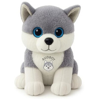 Audbot Husky Dog Soft Toy With Glitter Eyes -30Cm Grey & White | Dog Stuffed Animal Soft Toy | Plushie Super Best Gift For Loved Once | Toys For Kids | Soft Toys