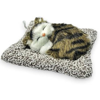 Super Toy Cute Sleeping Cat Plush Toy With Meow Sound, Gift For Kids Car Dashboard Accessories (Brown)