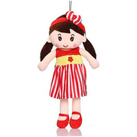 Beewee Plush Super Soft Toy Huggable For Girls (Cute Doll 60 Cms, Red)