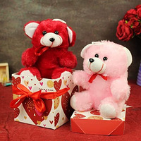Tied Ribbons Valentine Set Of 2 Small Cute Teddy Bear With Box Hamper Anniversary Wedding Birthday Valentine Gift For Girls Boys Girlfriend Boyfriend Husband Wife Her Him Love Couples