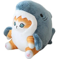 Adora Stuffed Toy Shark Cat Soft Plush Toy, 50Cm, Grey And Orange Stuffed Animal Plush Toy
