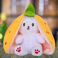 Dryphon Strawberry Rabbit Soft Toys For Girls, Reversible Bunny Plush Toys With Zipper, Cute Plushies Strawberry Bunny Soft Toy, Birthday Gift For Girls & Kids (Strawberry Bunny (Yellow), 30Cm)
