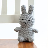 Pluchi Cotton Knitted Grey Bobby Bunny Soft Toy For Babies & Kids 19Cm X 13Cm