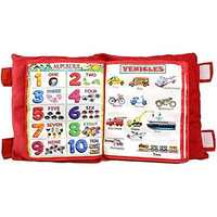 Adkd Kid's Learning Pillow Cum Book With English And Hindi Alphabets, Numbers, Animals Names Learning For Kids Cushion Book (Red)