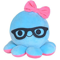 Webby Plush Beautiful Blue Octopus With Head Ribbon And Spectacles, Soft Toys For Kids 15Cm