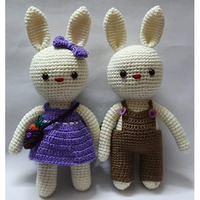 Crochet Artwork Amigurumi Handmade Bunny Soft Toy (Couple Bunny 2)
