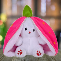 Dryphon Strawberry Rabbit Soft Toys For Girls, Reversible Bunny Plush Toys With Zipper, Cute Plushies Strawberry Bunny Soft Toy, Birthday Gift For Girls & Kids (Strawberry Bunny (Pink), 30Cm)