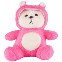 Fluffybliss Hooded Teddy Bear Plush Toy | Soft & Cute Stuffed Animal Toy For Hugging For Kids & Loved Ones - Dark Pink 45Cm