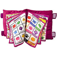 Adkd Kid's Learning Pillow Cum Book With English And Hindi Alphabets, Numbers, Animals Names Learning For Kids Cushion Book (Pink)