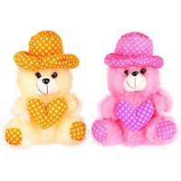 Fclues Store Cap Teddy Bear Soft Toy | Birthday Gift For Girls/Wife, Boyfriend/Husband, Soft Toys Wedding For Couple Special, Baby Toys Gift Items Set Of 2 Cream And Pink