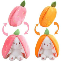 Besties Strawberry And Carrot Animal Soft Toys (Medium, Strawberry + Orange Bunny)