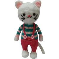 Crochet Artwork Handmade Cat Soft Toy (Multi Color 3)