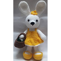 Crochet Artwork Amigurumi Handmade Bunnygirl Soft Toy (Yellow)