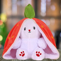Dryphon Strawberry Rabbit Soft Toys For Girls, Reversible Bunny Plush Toys With Zipper, Cute Plushies Strawberry Bunny Soft Toy, Birthday Gift For Girls & Kids (Strawberry Bunny (Orange), 30Cm)