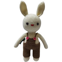 Crochet Artwork Amigurumi Handmade Bunny Soft Toy (Boy Bunny(Brown))