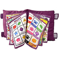 Opina Kid's Learning Pillow Cum Book With English And Hindi Alphabets, Numbers, Animals Names Learning For Kids Velvet Cushion Book (Purple)