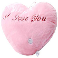 Nyrwana Lovely Heart Shape Led Plush Pillow Colourful Light Cushion Valentine Birthday Gift (Pink)