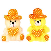 Fclues Store Cap Teddy Bear Soft Toy | Birthday Gift For Girls/Wife, Boyfriend/Husband, Soft Toys Wedding For Couple Special, Baby Toys Gift Items Set Of 2 (Byl&Redbr)