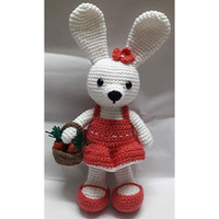 Crochet Artwork Amigurumi Handmade Girl Bunny Soft Toy33Cms (Pink)